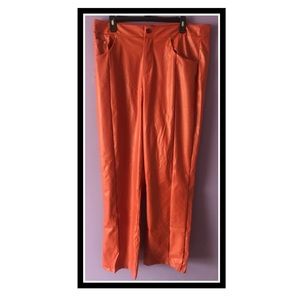Orange Faux Leather Pants